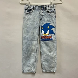 H&M Sonic The Hedgehog Youth Boys 6X Loose Blue Jeans Adjustable Waist Graphic - Picture 1 of 5