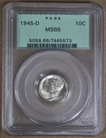 1945-D MERCURY DIME PCGS MS66 465573 - OLD HOLDER Cover