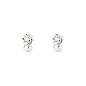 Zirkonia Süßwasserperlen Ohrringe Damen s925 Sterling Silber Ohrringe - Picture 1 of 10