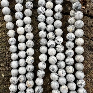 Echte Karte Jaspis Edelstein 6mm Perlen 38cm Strang Schmuckherstellung Picasso - Bild 1 von 8