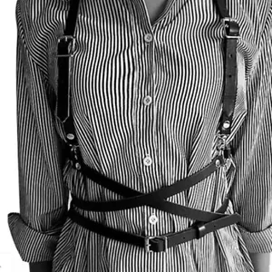 Fashion Trend Women Men Gothic Handmade PU Leather Harness Belts Waist Straps MG - Picture 1 of 9