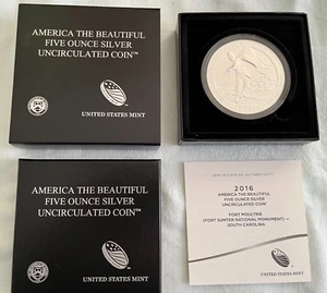 2016-P Fort Moultrie National Monument 5 oz Silver ATB with Box & COA - Picture 1 of 3