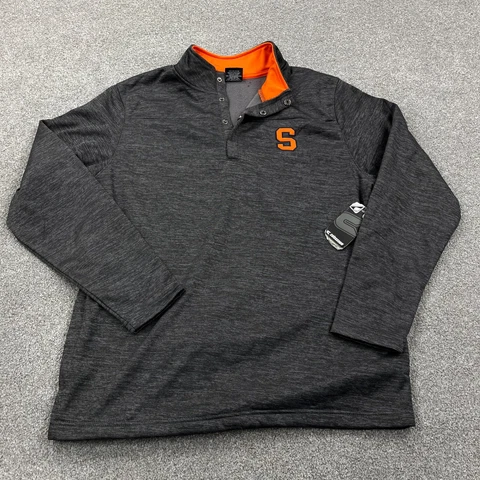 Syracuse Sweatshirt Men XL Gray Pull Over Henley T Snap Sweater Heather Adult Cover