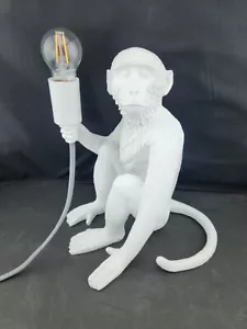 Modern White Resin Sitting Monkey TableDesk Lamp - Picture 1 of 3