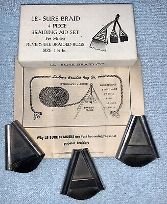 Le-Sure Braid Triangular Cones 1-1/2” Set Of 3 Rug Braiding Tool 1950s FREE SHIP • 32.24€