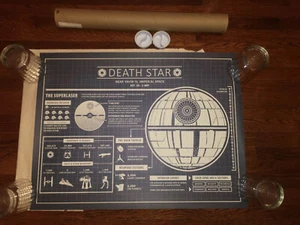 Inked and Screened Sci-Fi and Fantasy Star Wars Death Star Infographic Print - Bild 1 von 11