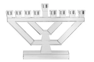 Menorá de cristal moderna/tradicional para aceite - Tamaño: 12"L x 8,25" H x 2" W - Imagen 1 de 1