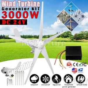 3000W Wind Turbine Generator Kit 5 Blades Windmill DC 24V Charger Controller USA - Picture 1 of 12