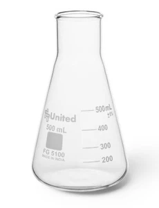 12 frascos Erlenmeyer de vidrio de borosito UNITED SCIENTIFIC FG4980-250 boca estrecha - Imagen 1 de 3