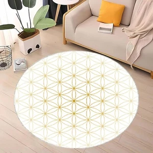 Sacred Geometry Rug, Flower of life Rug, Spiritual Rug, Floor Rug, Golden - Picture 1 of 8