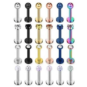 24PCS Lip Ring Surgical Steel Labret Monroe Nose Stud Helix Tragus Piercing 16G - Picture 1 of 3