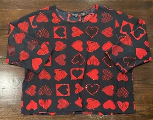 Take Two Clothing Co. Women's Boxy Bouse Sz XXL Heart Design Y2K Sequin & Beaded - Picture 1 of 7