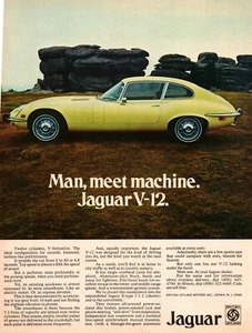 Vintage- 1973 Jaguar E-Type Car "Man, Meet Machine V12" Original Print Ad (8x11) - Picture 1 of 1