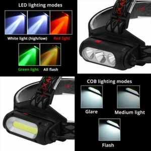 Proiettore Ricaricabile USB Luce Bianca/Rossa/Verde 3X LED Caccia Faro Batteria - Foto 1 di 10