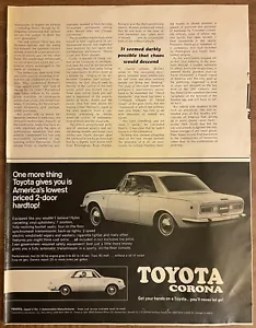 1969 Toyota Corona 2-Türer Hardtop Auto Automobile 1/2-Seite Oldtimer Printanzeige - Bild 1 von 1