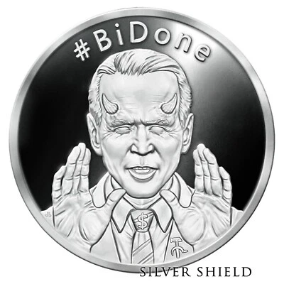 2020 1 OZ BiDone (Biden) Proof - Silver Shield Collector Round .999 "In-Hand"   - Image 1 of 3