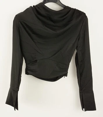 Новый 4th & Reckless женщин размер S маленький длинным рукавом черный Джерси укороченный Топ - Изображение 1 из 4