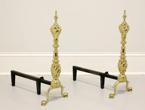 VIRGINIA METALCRAFTERS Middleton House Brass & Metal Fireplace Andirons - A Cover