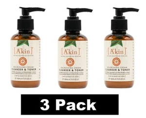 3 x A'KIN AKIN 140mL CLEANSER & TONER NOURISHING CREAM FOR DRY & SENSITIVE SKIN - Picture 1 of 5