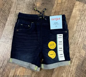 Pantaloncini jeans Cat & Jack bambino ragazzo con coulisse in vita e polsini 18M nuovi con etichette - Foto 1 di 2