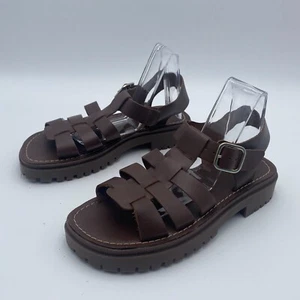 Zara Sandals Brown Gladiator Cage Fishermans Shoes Lug Track Soles Womens US 3.5 - Picture 1 of 9