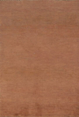 Trendy Gabbeh Solid Brown Wool Modern Accent Rug Contemporary rug 3x5 ft - Image 1 of 4