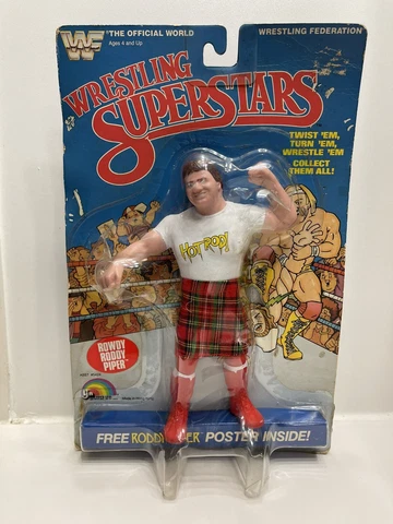 Vintage WWF LJN Wrestling Figure MOC Kilt ROWDY RODDY PIPER WWE Poster Bio 1985 Cover