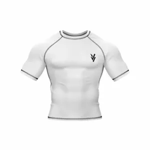 VV Rash Guard BJJ Running Grappling Cycling White Half Sleeves - Picture 1 of 8