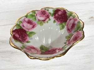 ROYAL ALBERT OLD ENGLISH PINK ROSE Shelled Trinket Candy Dish - Imagen 1 de 6