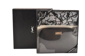 Auth YVES SAINT LAURENT Pouch Hand Towel Cotton Polyester Black Set Box 8896M - Foto 1 di 10