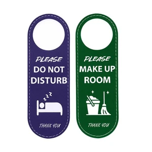 Double Sided Do Not Disturb Sign PU Leather for Streamlined Hotel Housekeeping - Picture 1 of 12