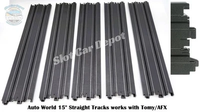 Auto World 5 NEW Pieces 15" Straight Track Compatible with Tomy, AFX 171-5 - Image 1 of 4