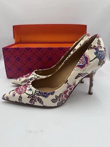 Tory Burch Penelope geblümte Leder Pumps Gr. 7 Made In Italy - Bild 1 von 9