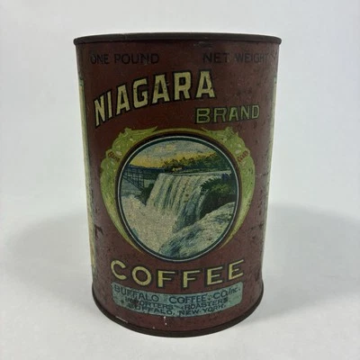 Antique Niagara Brand Advertising Coffee Tin Can 1lb Buffalo NY Grocery RARE - Image 1 of 4