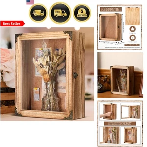 Shadow Box Frame 11x14 Inch Rustic Brown Deep Wall Display Case with Cork Bac... - Picture 1 of 8
