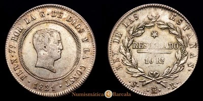  Fernando VII 10 Reales (13,35g) 1821 Madrid S·R AC-1088 MBC+/EBC - Image 1 of 3