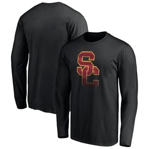 Men's Black USC Trojans Midnight Mascot Long Sleeve T-Shirt - Picture 1 of 3