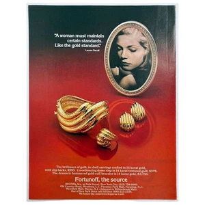 Fortunoff Jewelry Lauren Bacall Vintage Magazine Print Ad 1983 - Picture 1 of 2