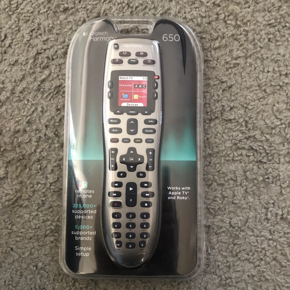 Logitech Harmony 650 Universal Remote Control Color Screen Silver NEW SEALED - Image 1 of 4