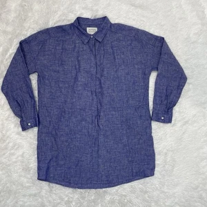 Camisa AYR para mujer talla XS de gran tamaño 100 % lino abotonada azul manga larga de lujo - Imagen 1 de 9