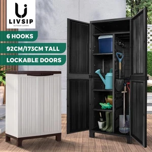 Livsip Outdoor Storage Cabinet Box Garage Garden Cupboard Adjustable Lockable - Picture 1 of 55