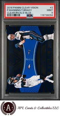 2016 Panini Clear Vision Clear Rivals #2 Manning/Brady PSA 9 /99 - Image 1 of 2