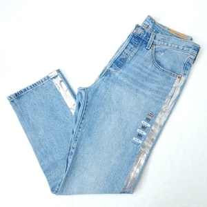 Levi’s 501 Jeans Silver Shine Stripe Womens 32X30 Straight Leg Button-Fly NWT - Picture 1 of 17