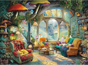 Fantasy Mushroom Living 1000 Piece Puzzle JIGSAW SEALED NEW FAST FREE SHIPPING - Picture 1 of 12
