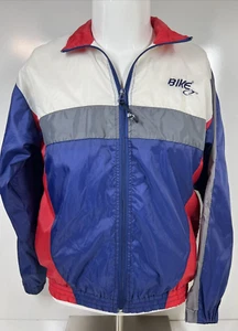 Vintage 90s BIKE Red White Blue Colorblock Windbreaker Pocketed Youth SZ L - Picture 1 of 23