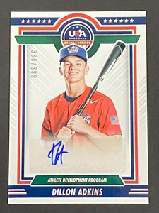 Dillon Adkins 2022 Panini USA Baseball Stars & Stripes Auto RC #ed 336/399 - Picture 1 of 10