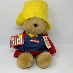 Vintage Paddington Bär 13 Zoll dunkelster Peru EdenToys Plüsch Handwerker Overall Werkzeuge - Bild 1 von 6