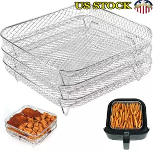 Stackable 3 Tier Air Fryer Rack Stainless Steel Dehydrator Accessory Cooking New - Picture 1 of 6