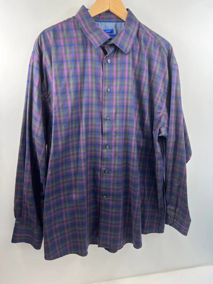 Рубашка Egara Dress мужская размер 1XL фиолетовая клетчатая с длинным рукавом не железная на пуговицах - Изображение 1 из 4