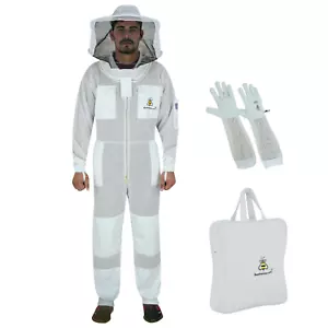 Bee Suit Beekeeping Ventilated Mesh Round veil & Gloves beekeeper -3XL - Picture 1 of 7